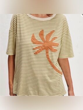 NWT Free People x Ragabond Striped Palm Appliqué Tee